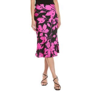 Gracia Womens  Floral Print Satin Fishtail Midi Skirt